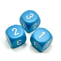 Opaque 16mm d3 (d6 w/ 1-2-3 twice) Light Blue/white