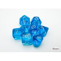 Translucent Tropical Blue/White 7-Dice Set + Lab D6