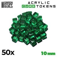 Cube tokens 10mm green (x50)