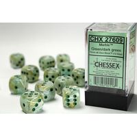 Marble Green w/ Dark Green 16mm d6 Dice Block