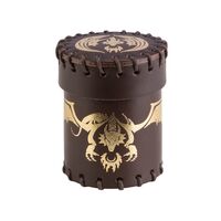 Flying Dragon Brown & Golden Leather Dice Cup