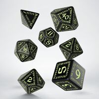 Runic Dice Set Black & Glow in the Dark