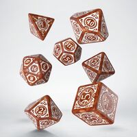 STEAMPUNK DICE SET CARAMEL/WHITE