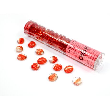 Red Catseye Glass Stones in 5 1/2" Tube (40+)