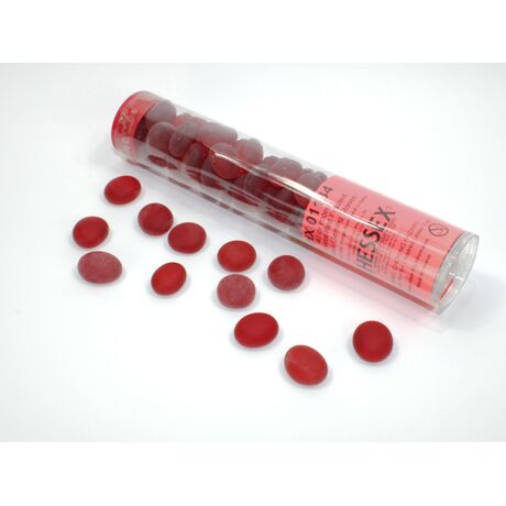 Crystal Red Frosted Glass Stones in 5 1/2" Tube (40+)
