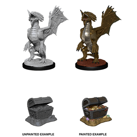 Bronze Dragon Wyrmling & Pile of Sea found Treasure