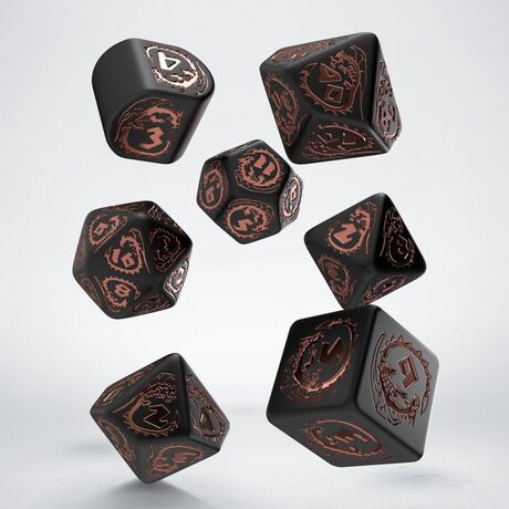 Dragons Modern Dice Set Black & Copper - Obsidian