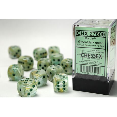 Marble Green w/ Dark Green 16mm d6 Dice Block