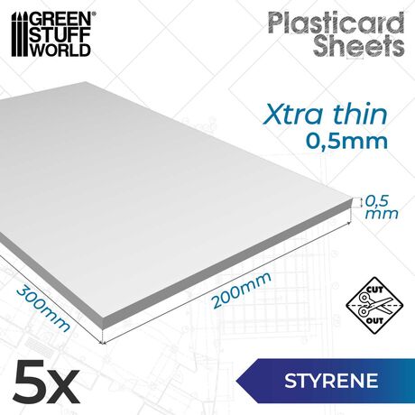 HIPS Plasticard Sheet 0.5mm (Pack x5)