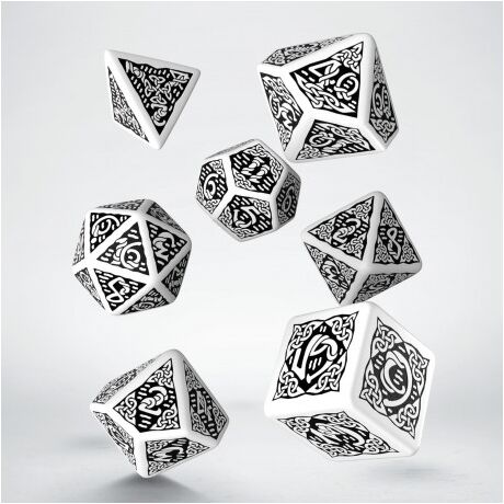Celtic 3D Dice Set White & Black