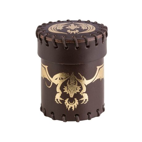 Flying Dragon Brown & Golden Leather Dice Cup