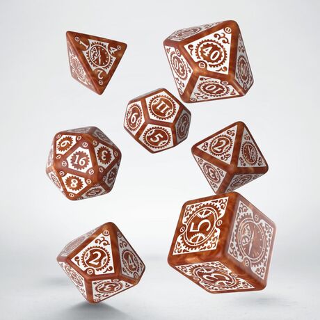 STEAMPUNK DICE SET CARAMEL/WHITE