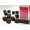 Opaque Black/Red 16 mm Dice (12)